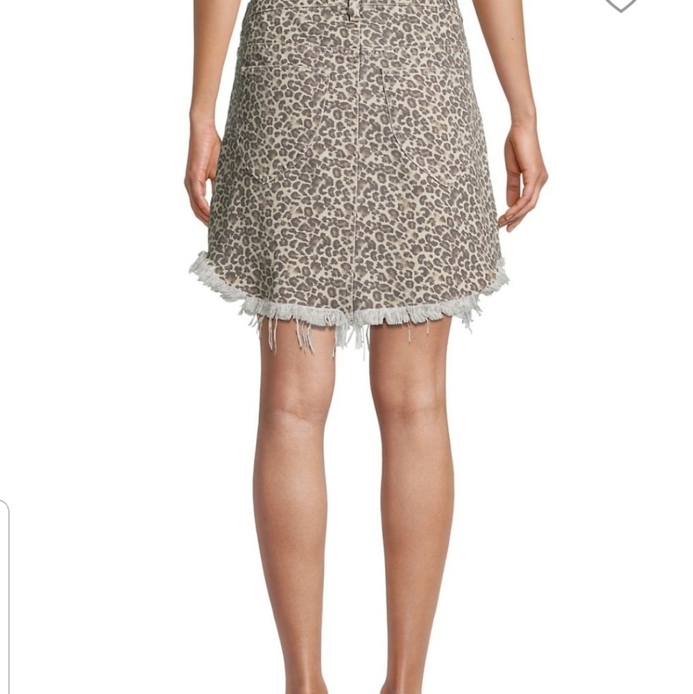 🌸 NEW Free People | Bailey Leopard‎ Print Denim Skirt 29 - Picture 4 of 15